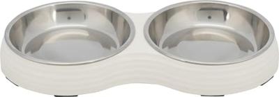 Trixie voerbak kat dubbel melamine / rvs wit Trixie voerbak kat dubbel melamine / rvs wit