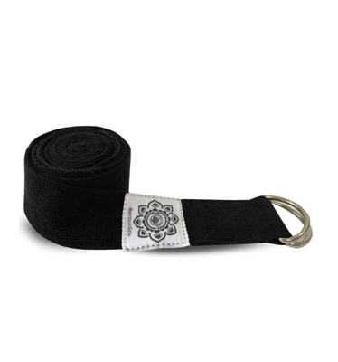 Katoenen Yoga Riem Zwart met D-Ring - 248 cm