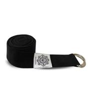 Katoenen Yoga Riem Zwart met D-Ring - 248 cm - thumbnail