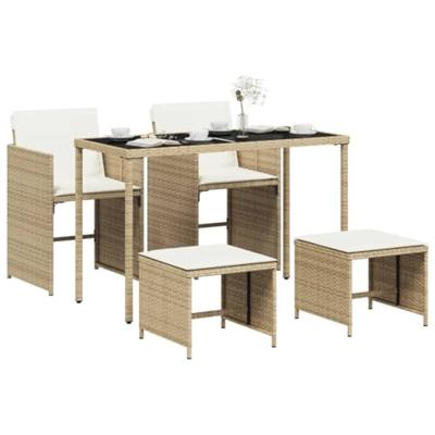 5-delige Tuinset met kussens poly rattan beige 5-delige Tuinset met kussens poly rattan beige