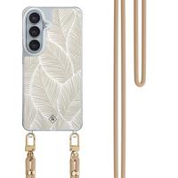 Samsung Galaxy S26 hoesje met beige koord - Palm leaves beige - thumbnail