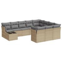 11-delige Tuinset met kussens poly rattan beige - thumbnail