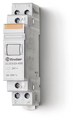 Finder 22.23.8.024.4000 Industrieel relais Nominale spanning: 24 V/AC Schakelstroom (max.): 20 A 1x NO, 1x NC 1 stuk(s)