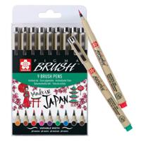 Sakura brushpen Pigma Brush, etui van 9 stuks, in geassorteerde kleuren - thumbnail