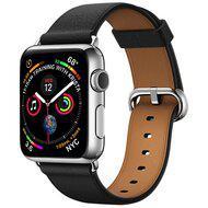 Classic lederen bandje - Zwart - Geschikt voor Apple Watch 38mm / 40mm / 41mm / 42mm - thumbnail