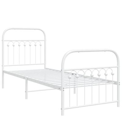 Bedframe met hoofd- en voeteneinde metaal wit 80x200 cm