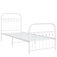 Bedframe met hoofd- en voeteneinde metaal wit 80x200 cm - thumbnail