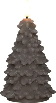 Anna&apos;s Collection LED kaars kerstboom wax 3D vlam taupe Ø 8,5 x 15cm