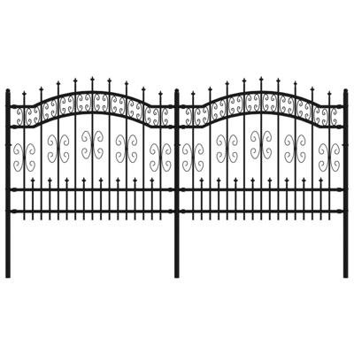 Tuinhek met spijlpunten 140 cm gepoedercoat staal zwart Tuinhek met spijlpunten 140 cm gepoedercoat staal zwart