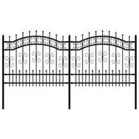 Tuinhek met spijlpunten 140 cm gepoedercoat staal zwart - thumbnail