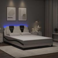 Bedframe "Viana" met LED zonder matras kunstleer wit en zwart 140x190 cm - thumbnail