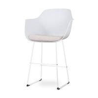 Nolon Nino-Liz Barkruk Wit - Beige Kussen - Wit Frame - 75 cm - thumbnail