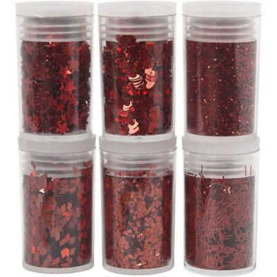 Creativ Company Bio sparkles & sequins, rood, 6x7 ml/ 1 doos Creativ Company Bio sparkles & sequins, rood, 6x7 ml/ 1 doos