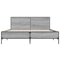Bedframe bewerkt hout metaal grijs sonoma eiken 160x200 cm - thumbnail