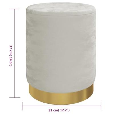 Hocker met opbergruimte rond fluweel lichtgrijs Hocker met opbergruimte rond fluweel lichtgrijs