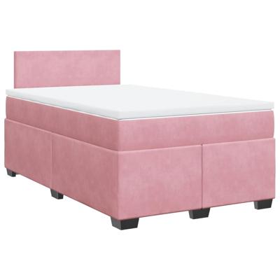 Boxspring met matras fluweel roze 140x190 cm