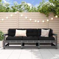 3-delige Loungeset massief grenenhout grijs - thumbnail