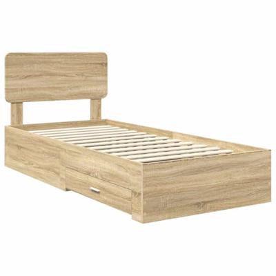 Bedframe met hoofdeinde Sonoma Eiken 90 x 190 cm Bewerkt hout