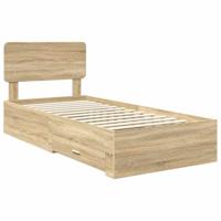 Bedframe met hoofdeinde Sonoma Eiken 90 x 190 cm Bewerkt hout - thumbnail