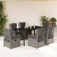 7-delige Tuinset met kussens poly rattan grijs - thumbnail