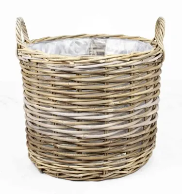 Van der Leeden Mand Rotan Grijs - Ø45 x H38 cm