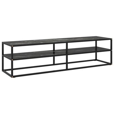 Vidaxl Tv-meubel Met Zwart Marmerglas 160x40x40 Cm Zwart Vidaxl Tv-meubel Met Zwart Marmerglas 160x40x40 Cm Zwart