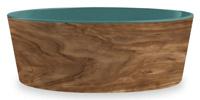 Tarhong voerbak hond olive melamine houtprint / teal zeegroen - thumbnail