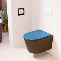 MONDIAZ LAVIE hangend toilet single fire rimless diepspoel Rust, Toiletzitting met quick-release & softclose Jeans - thumbnail