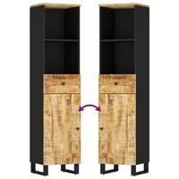 Badkamerkast 38x33x160 cm massief mangohout - thumbnail