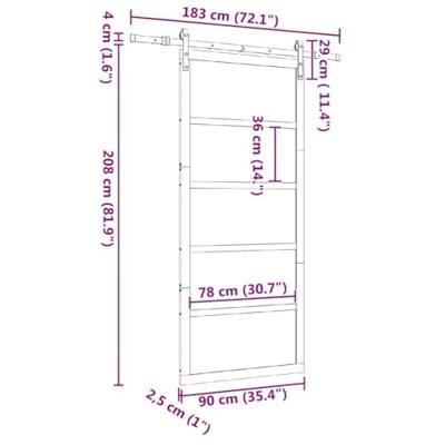Schuifdeur Bruin 90 x 208 cm Massief grenenhout