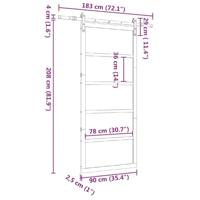 Schuifdeur Bruin 90 x 208 cm Massief grenenhout - thumbnail
