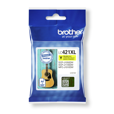 Brother inktcartridge, 500 pagina's, OEM LC-421XLY, geel