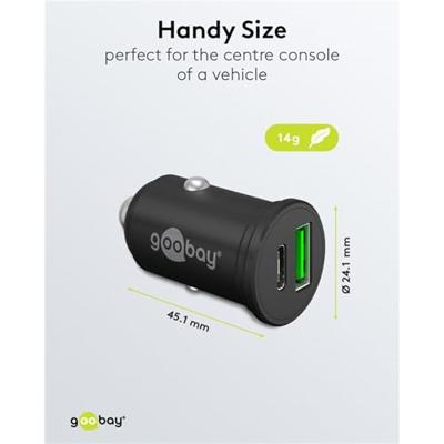 Goobay USB autolader USB-C en USB-A 12V-24V 3A zwart - 9540129