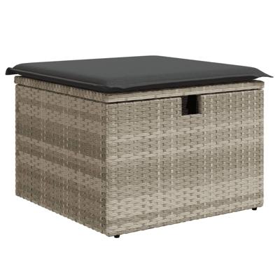 4-delige Loungeset met kussens poly rattan lichtgrijs - thumbnail