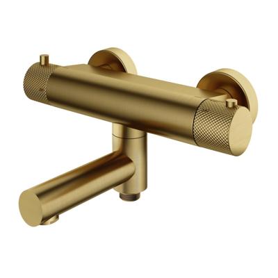 Hotbath Cobber X Thermostatische Badmengkraan met Wegdraaibare Omstel Uitloop - Geborsteld Messing PVD