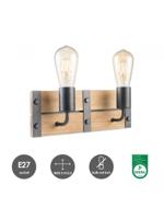 Home sweet home denton wandlamp 2L hout / burned metal - thumbnail