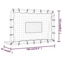 VidaXL Voetbalrebounder 184x61x123 cm staal en pe wit en zwart - thumbnail