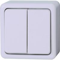 KOPP Dubbele Serieschakelaar Opbouw Arctic Glans Wit - thumbnail