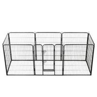 Hondenren met 8 panelen 80x100 cm staal zwart - thumbnail