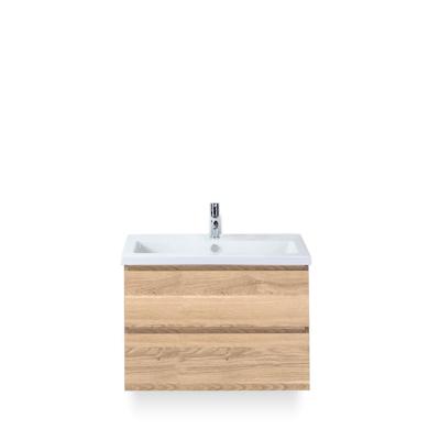 Vogue Badmeubelset 80 cm - Greeplijst in kleur - Grey Oak - Keramische Wastafel Wit 1 kraangat