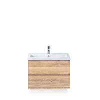 Vogue Badmeubelset 80 cm - Greeplijst in kleur - Grey Oak - Keramische Wastafel Wit 1 kraangat - thumbnail