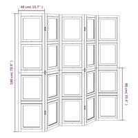 Kamerscherm met 5 panelen massief paulowniahout wit - thumbnail
