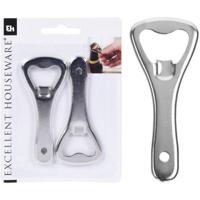 Excellent Houseware Flesopener metaal 9cm 2 delig - thumbnail