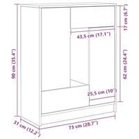 Dressoir met lades en deuren 73x31x90 cm zwart eikenkleurig - thumbnail