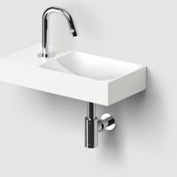 Clou Vale Fontein Met Kraangat Links Met Geïntegreerde Afvoer Mat Wit Keramiek 38 cm Clou - thumbnail