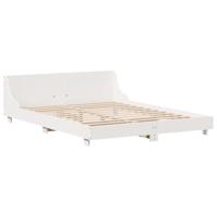 Bedframe zonder matras massief grenenhout wit 140x190 cm - thumbnail