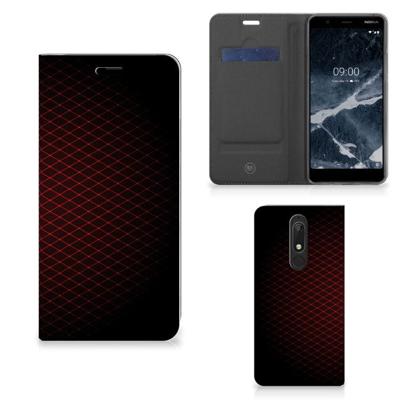 Nokia 5.1 (2018) | Hoesje met Magneet | Geruit Rood