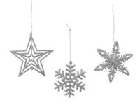 10 stuks! Hanger Kerstbal plastic Kerst Lintje zilver Decoris - Decoris - thumbnail