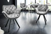 Bureaustoel THE DUTCH COMFORT grijs fluweel met armleuningen Modern Design - 44065 - thumbnail