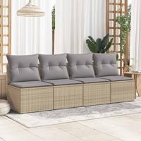 2-delige Loungeset met kussens poly rattan acacia beige - thumbnail